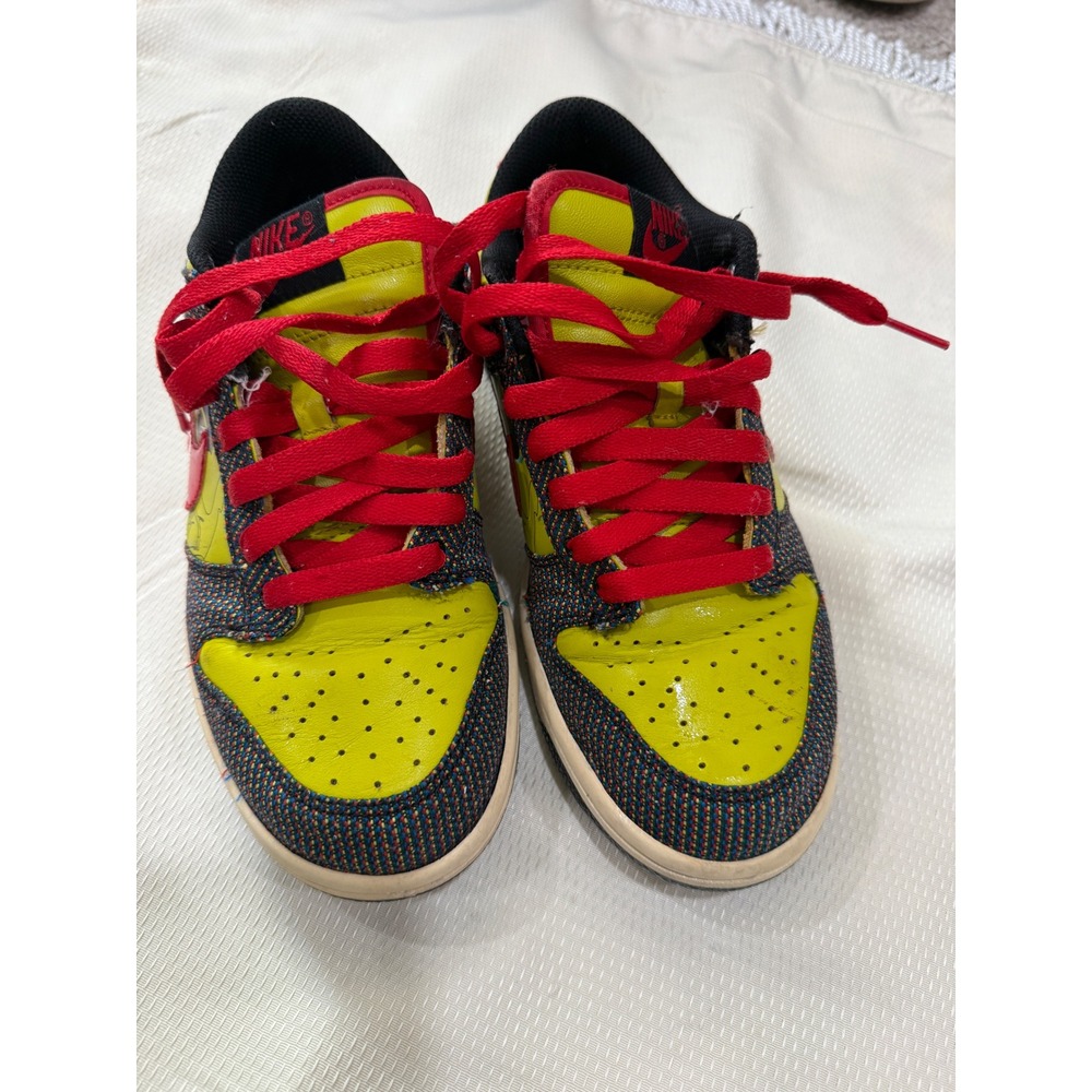 Nike Dunk Low Yellow Red Multi Color Graphic Low Top Sneakers Mens Shoes